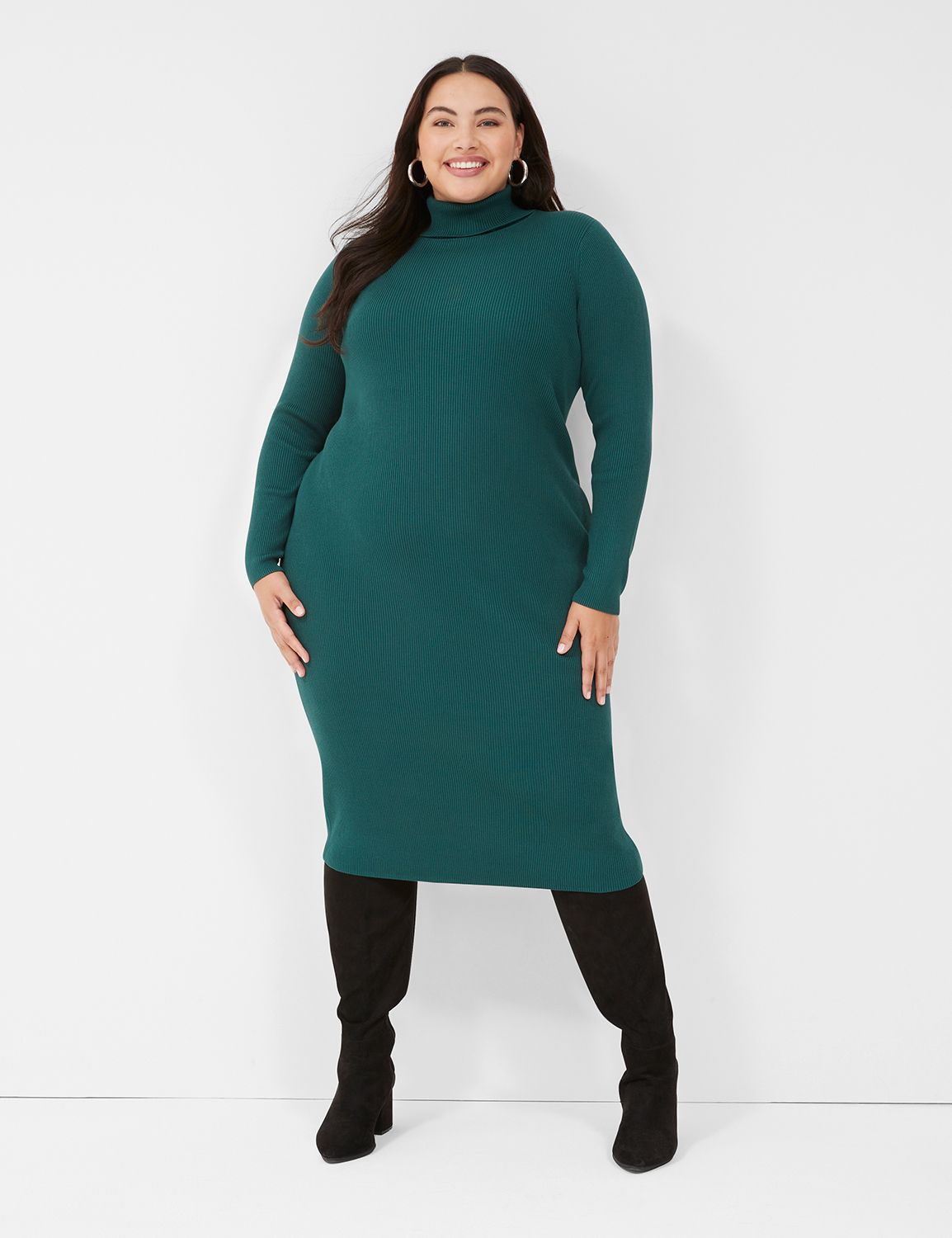 Turtleneck Ribbed Sweater Dress