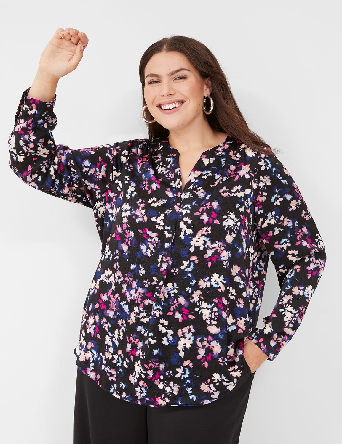 Banded Neckline Front Open Shoulder | LaneBryant