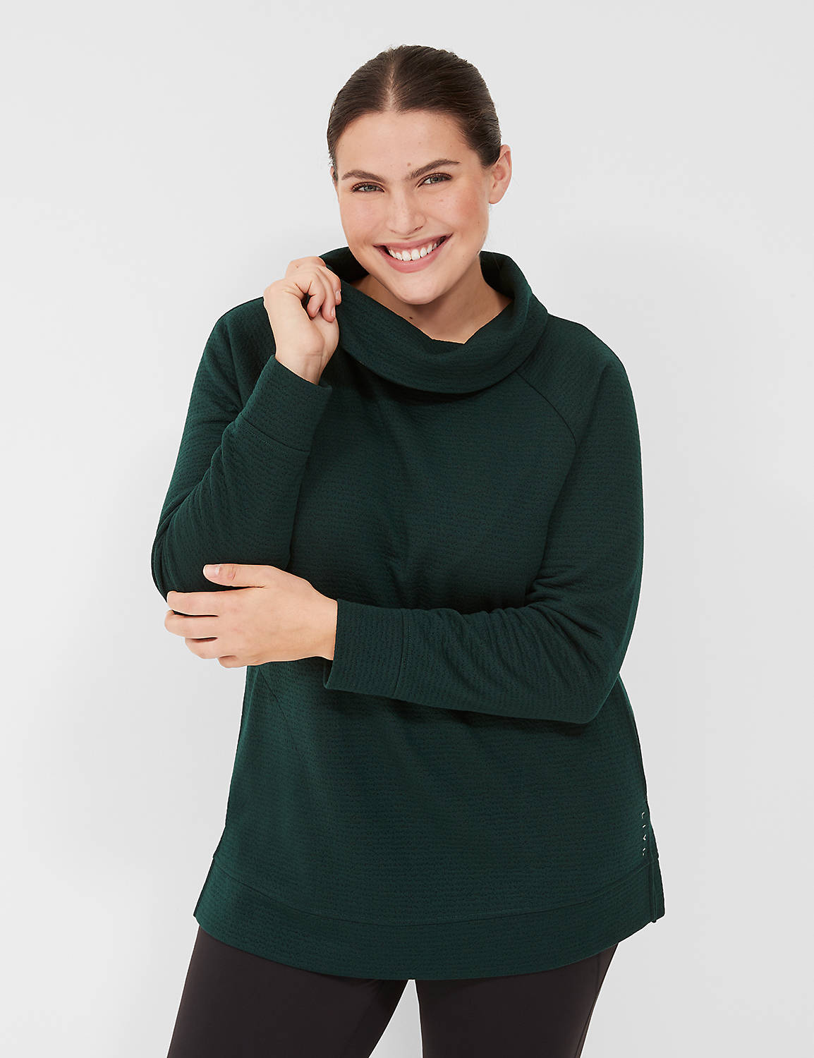 LIVI Long Sleeve Cowl Neck Textured Product Image 1