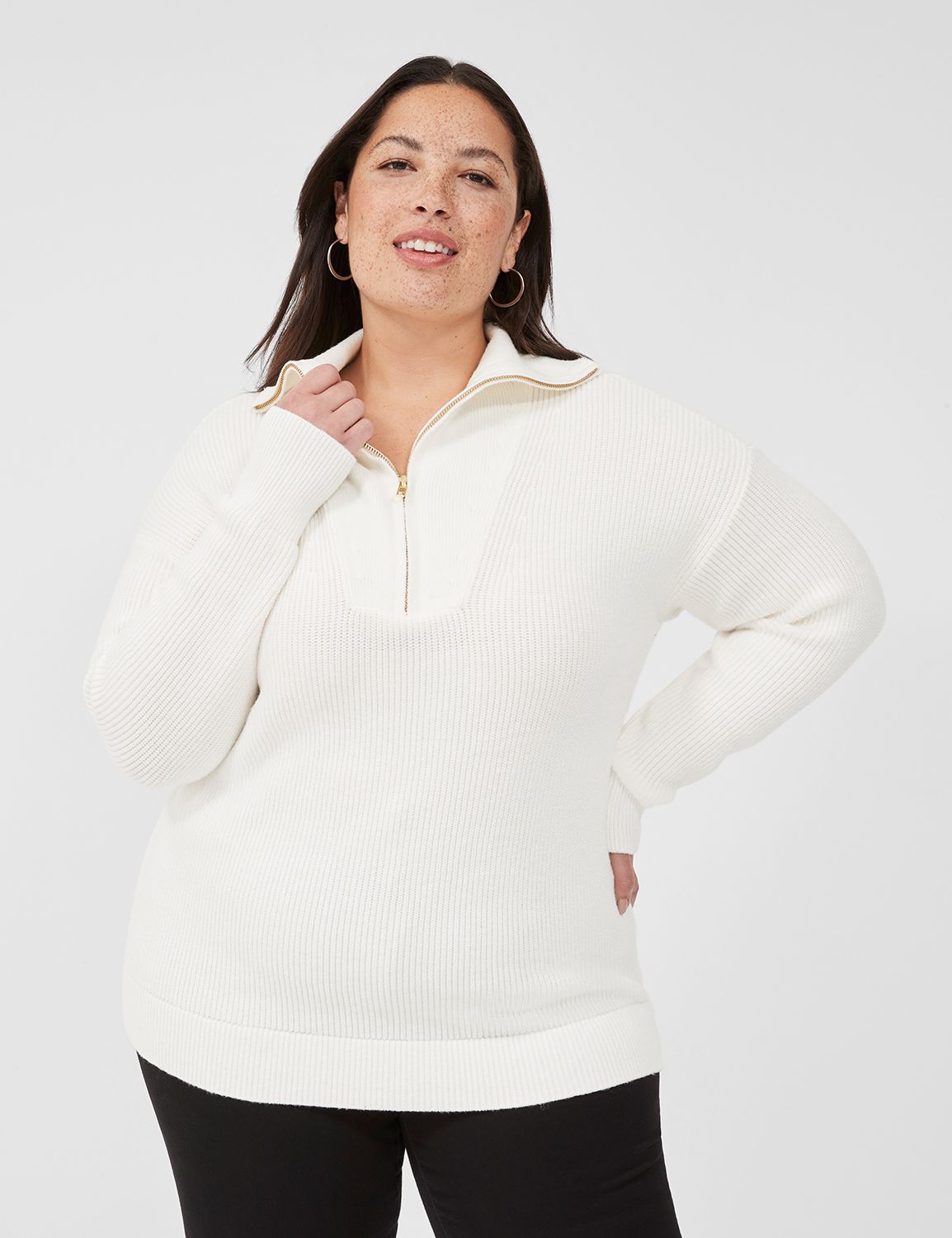 Lane Bryant Lurex Crew-Neck Eyelash Sweater / Pink