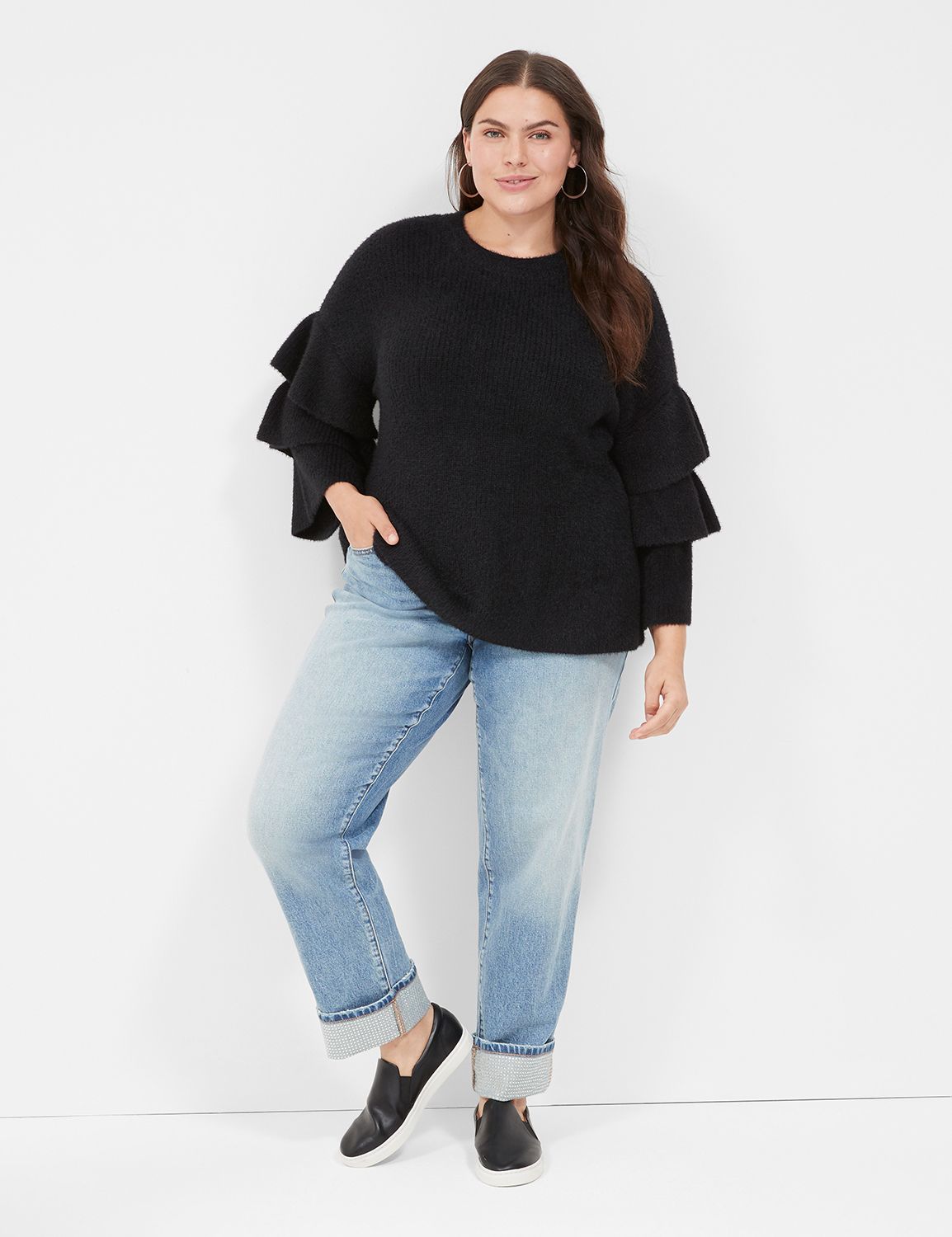 Crew Neck Deep Ribs - Denim