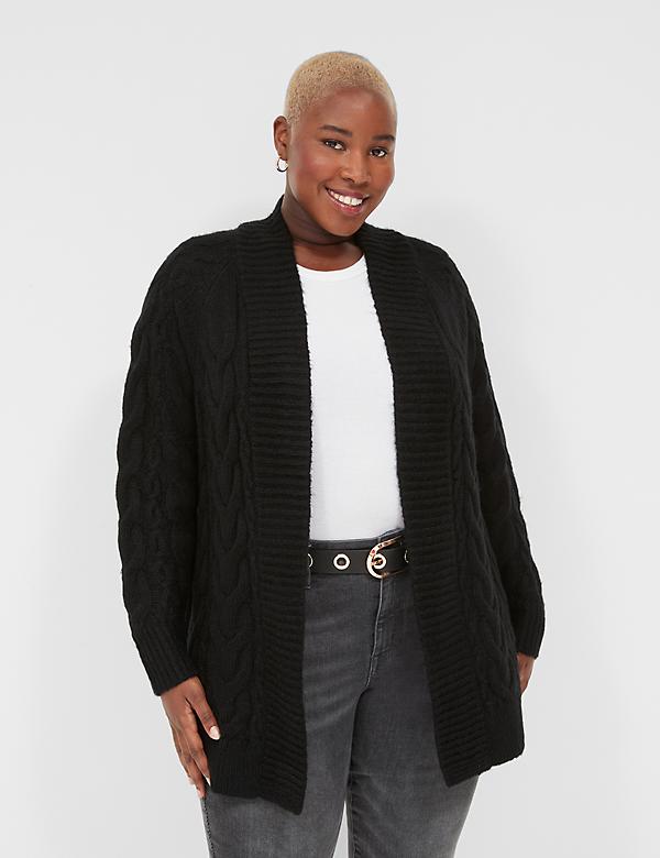 Open-Front Cable Knit Cardigan
