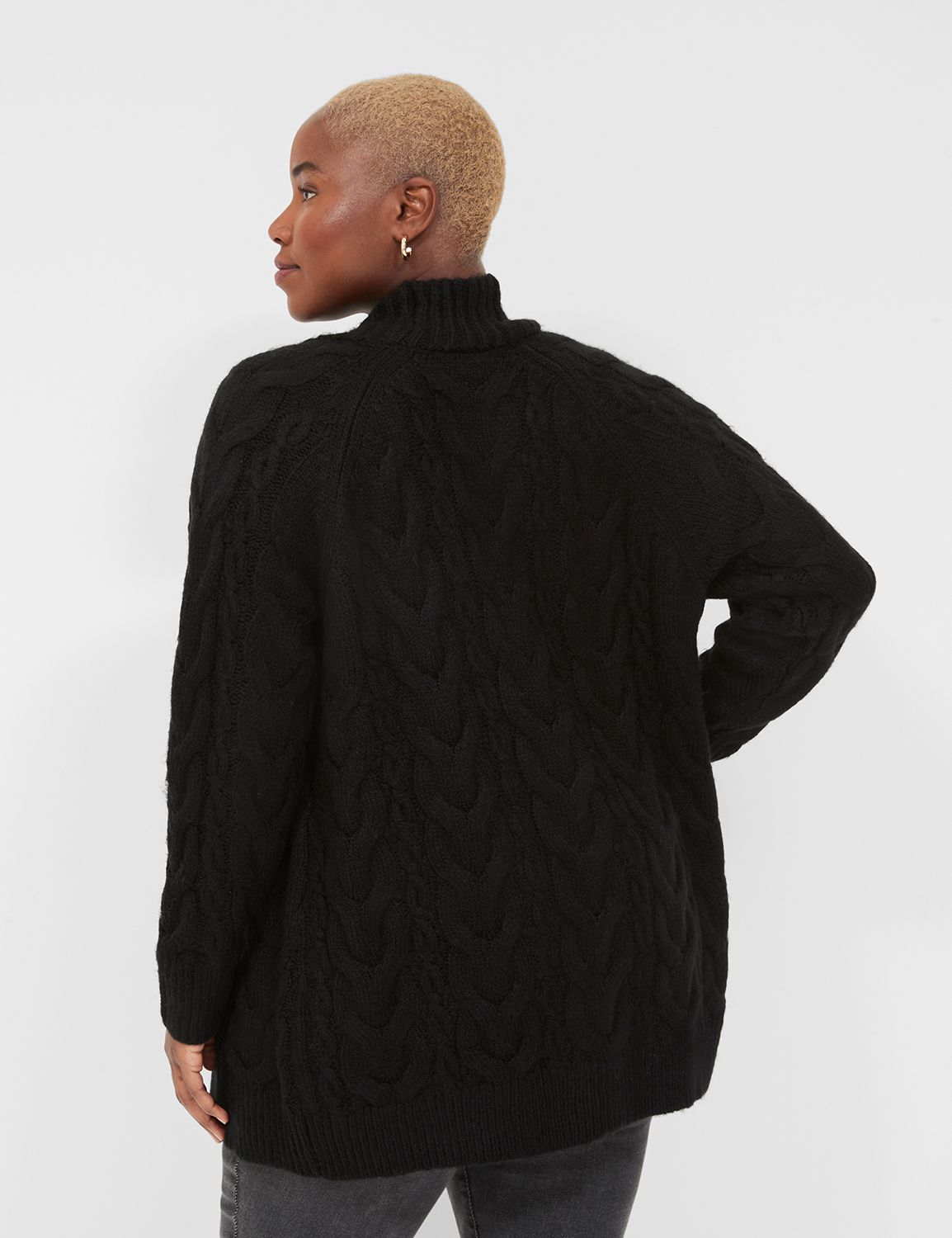 Open-Front Cable Knit Cardigan | LaneBryant