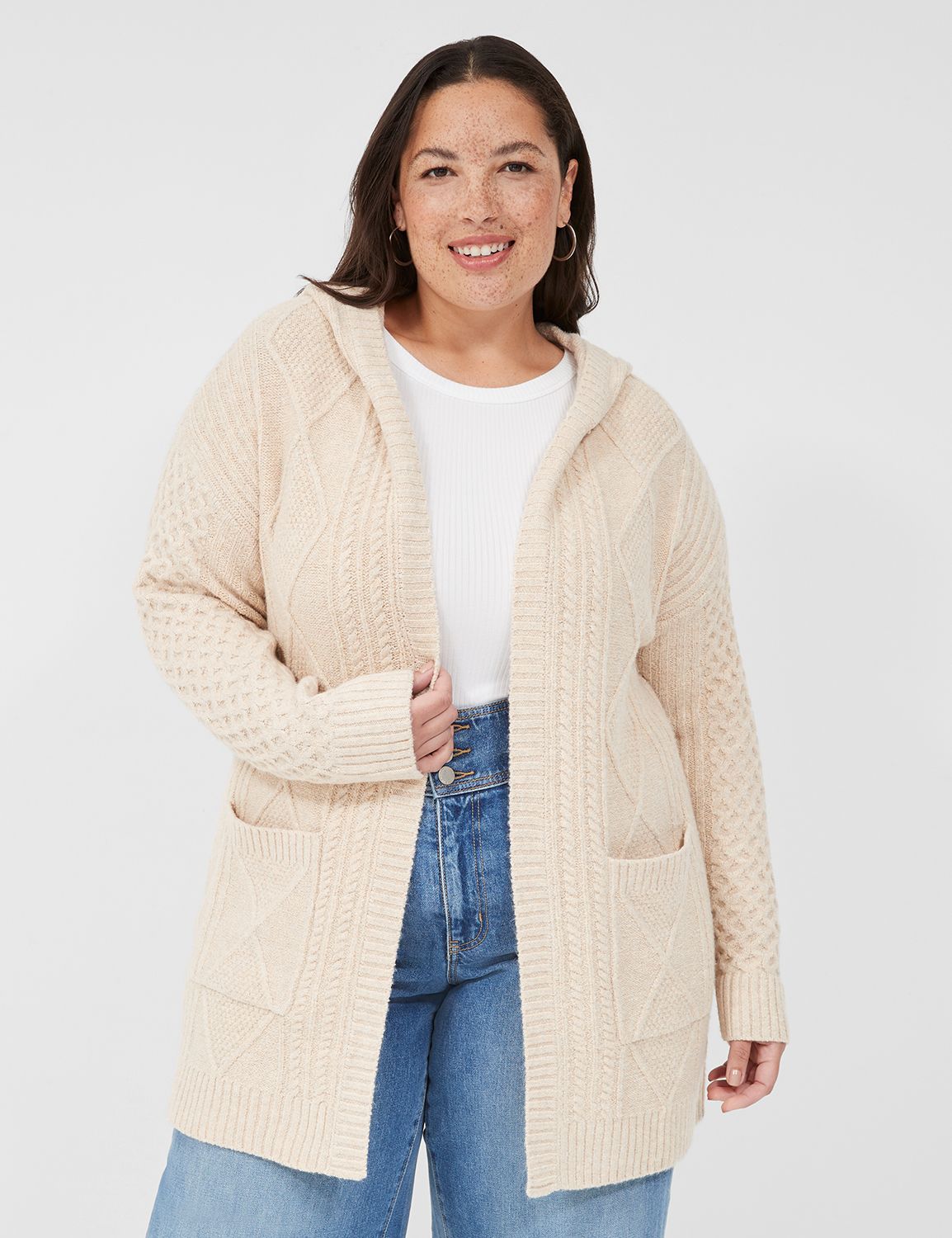 Open-Front Hooded Cardigan