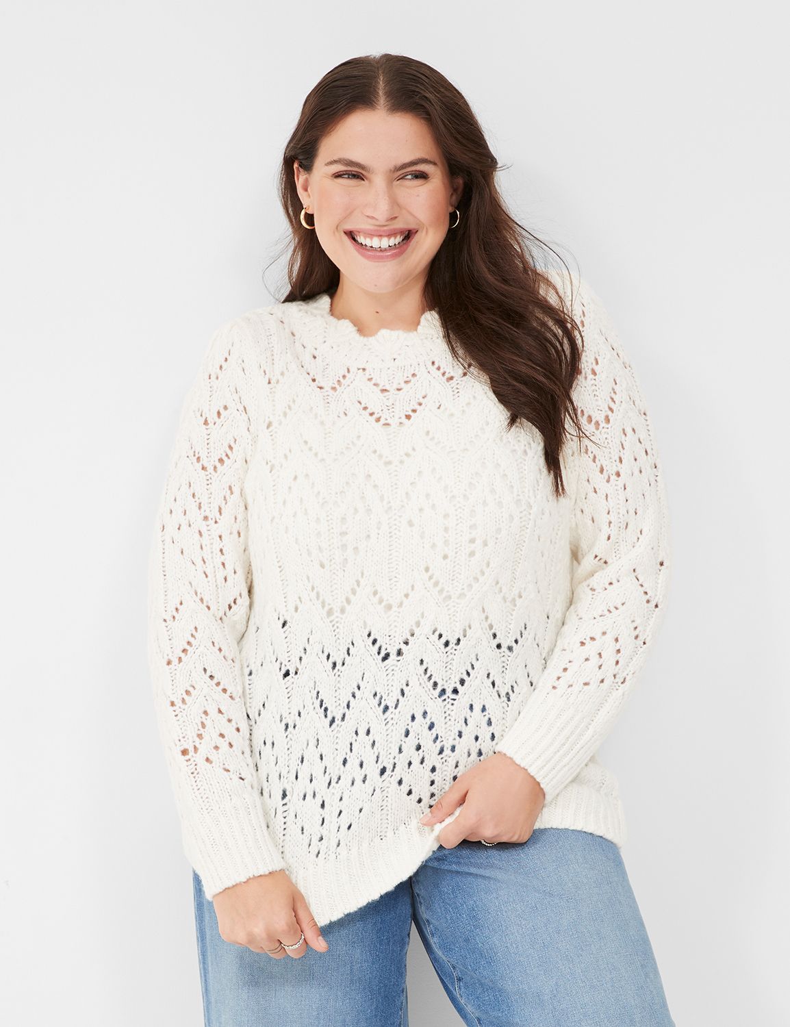 Ornate-Stitch Crew-Neck Sweater