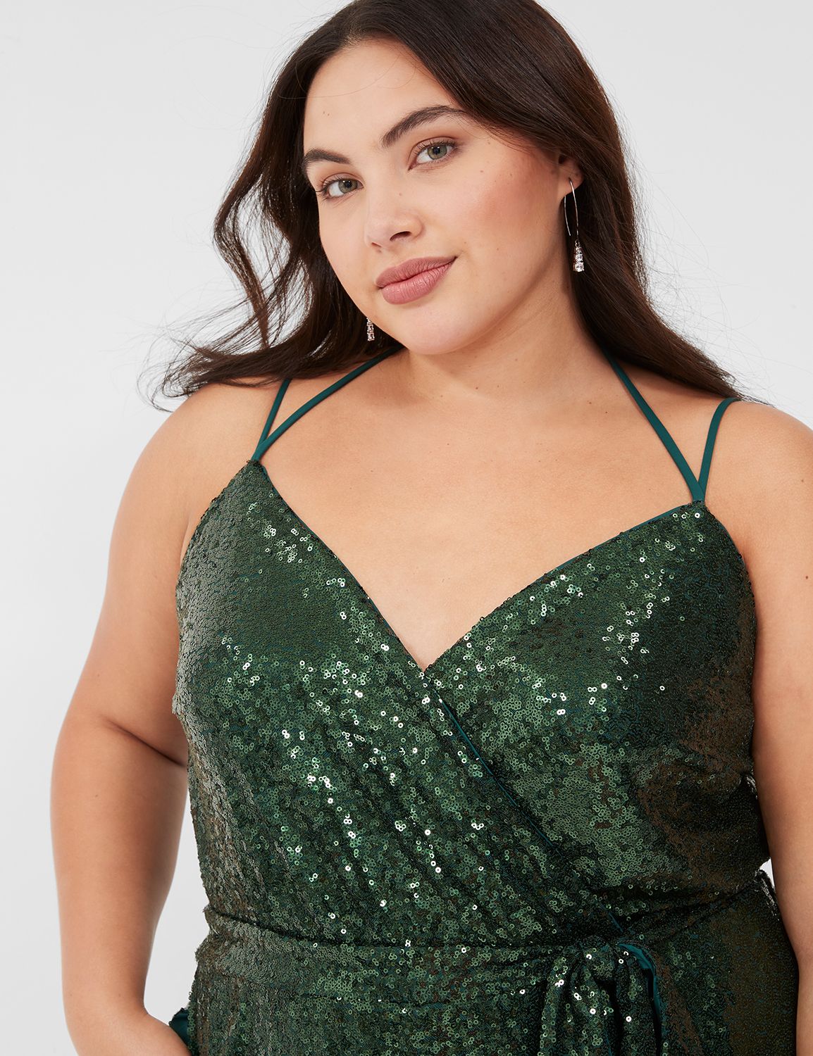 Halter Surplice Wide Leg Sequin Jum Product Image 3