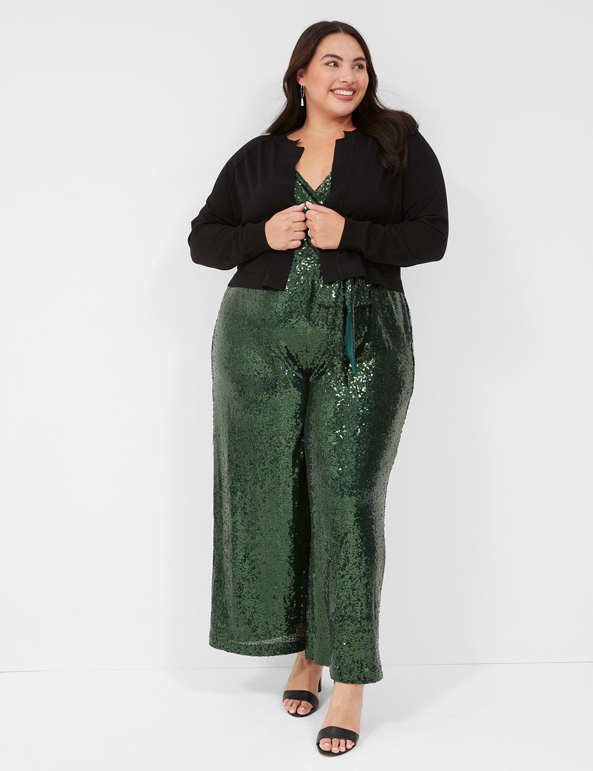 Halter Surplice Wide Leg Sequin Jum Product Image 4