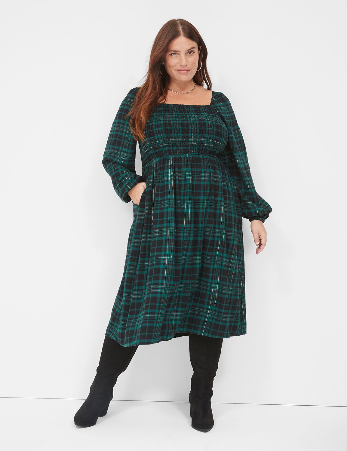 Is That The New Double Square Neck Split Hem Plaid Dress ??