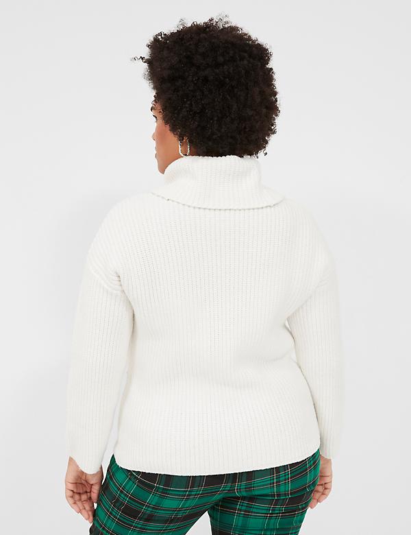 Cowl-Neck Stone-Detail Sweater