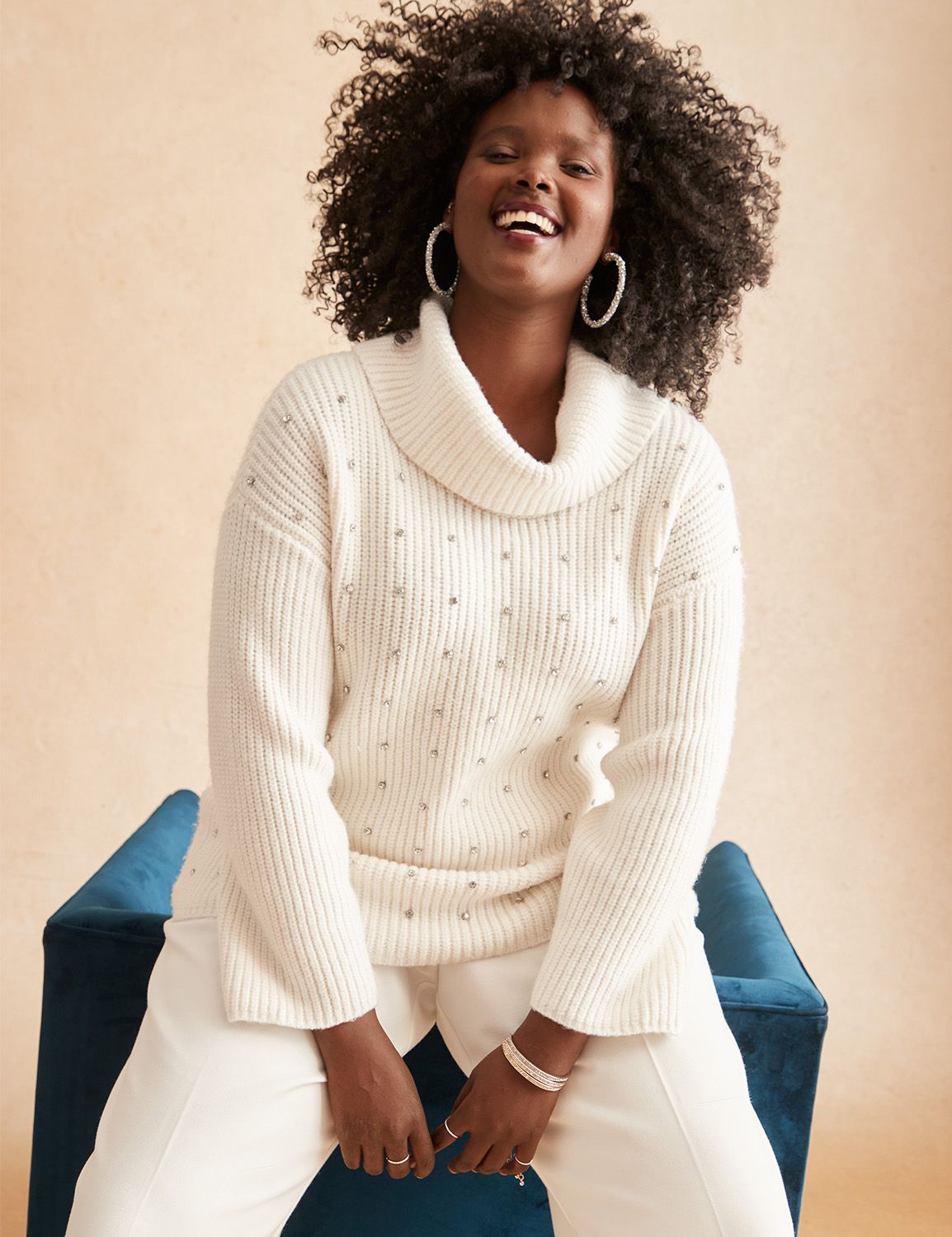 Cowl neck clearance sweater white