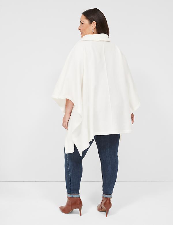 Relaxed Sweater-Collar Poncho