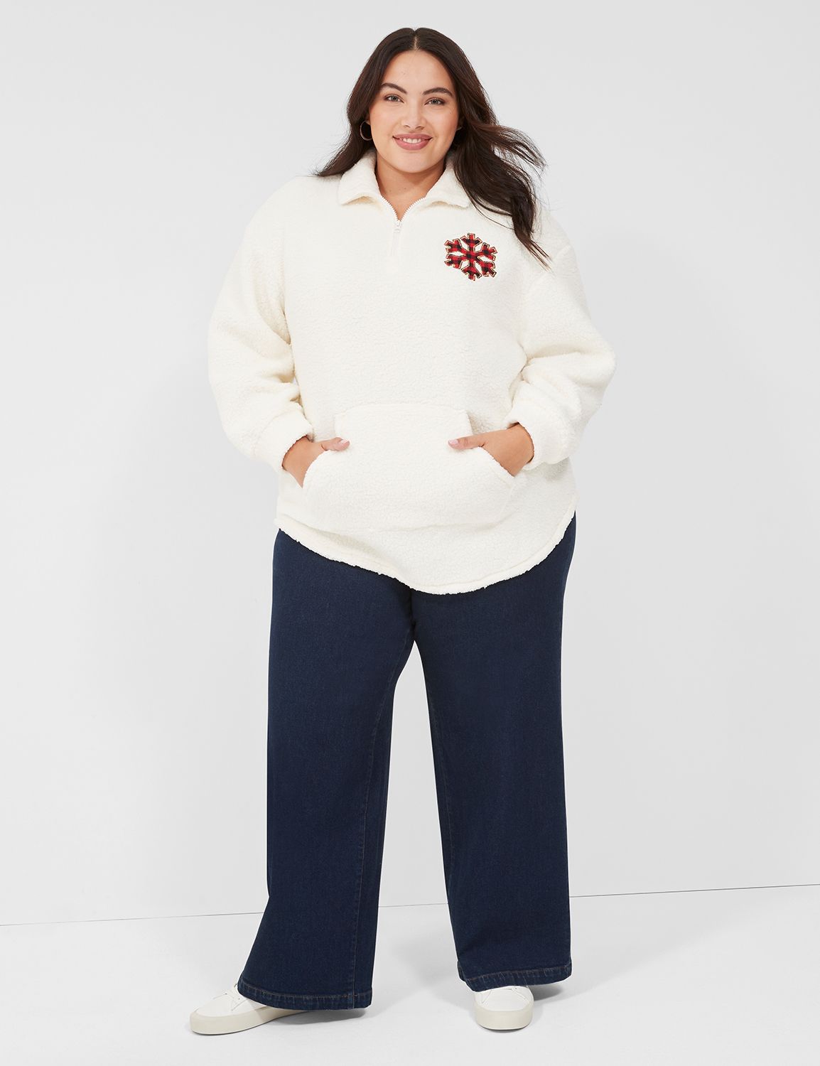  Womens Plus Size Half Zip Pullover Long Sleeve