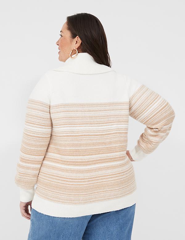 Cowlneck Striped Sweater