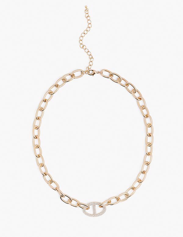 Pave Chain Necklace Layered In Real Gold Or Silver