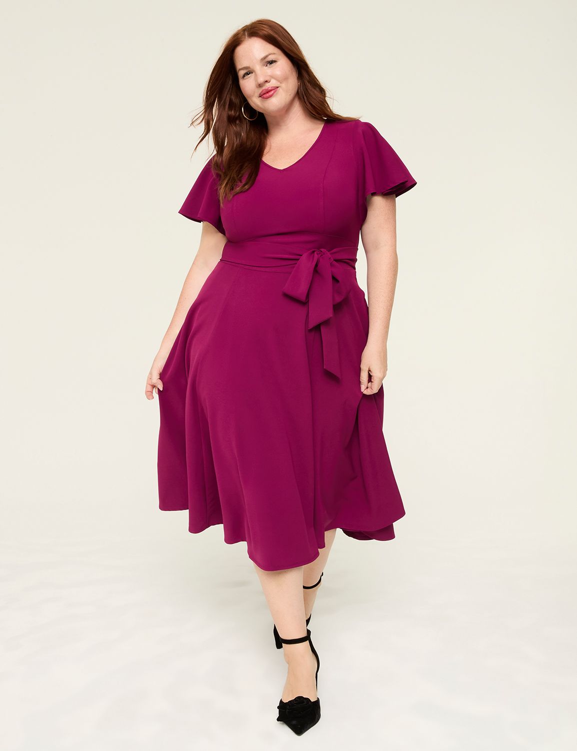 Lena V Neck Level Hem Midi Dress LaneBryant