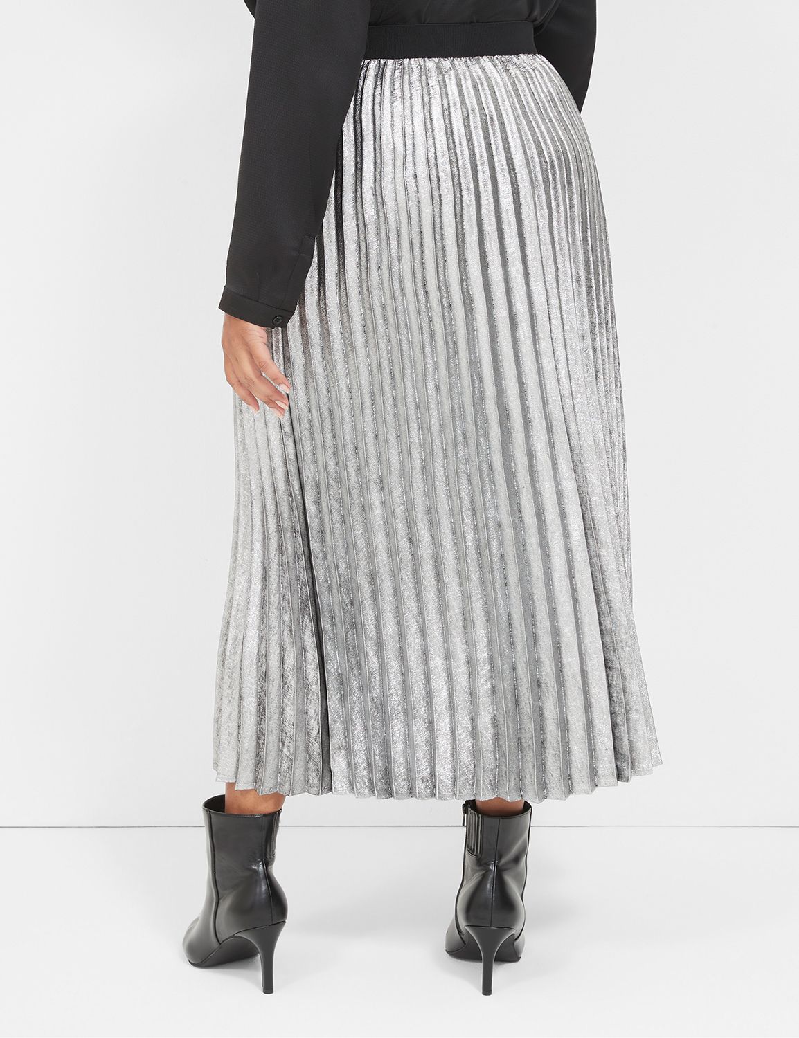 Metallic Pleated Midi Skirt 1140218 | LaneBryant