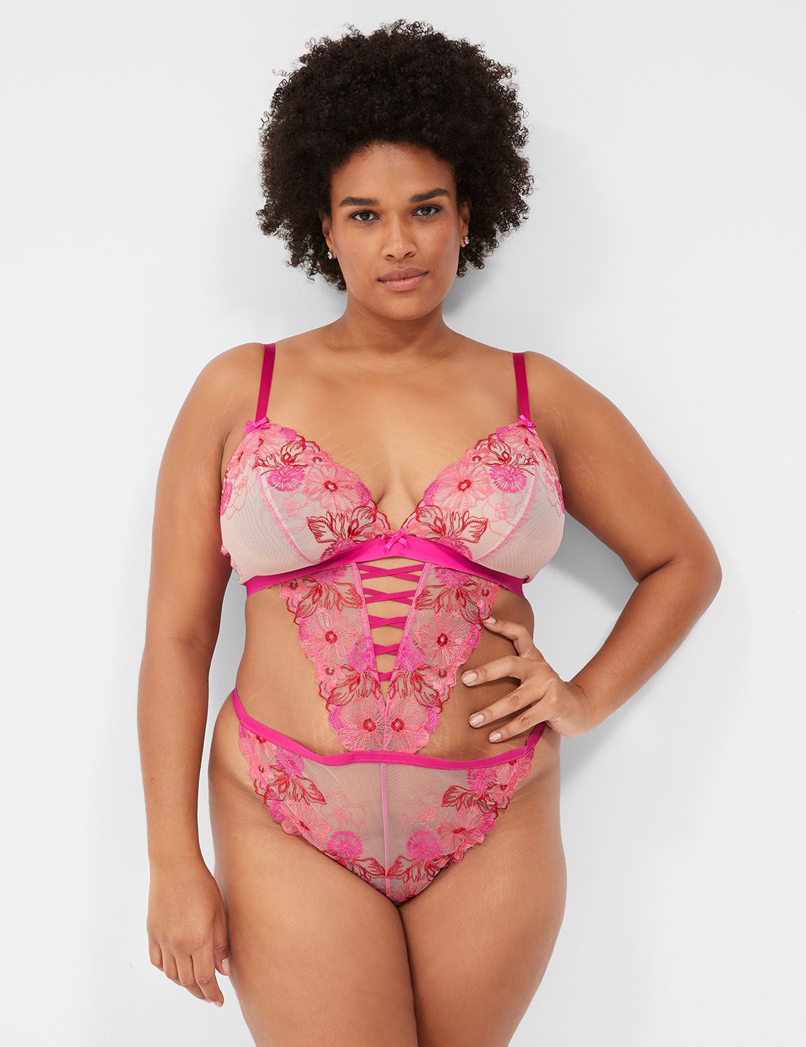 Bonnie High Neck Embroidered Lace Bodysuit
