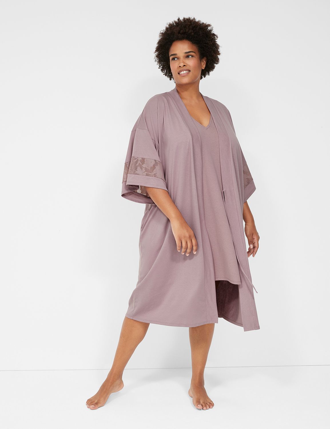 Comfy Cotton Lace Midi Robe LaneBryant