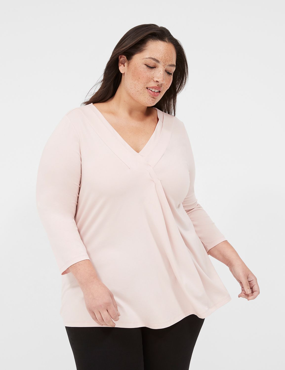 Crushed 3/4 Sleeve Lime V-Neck main image 0