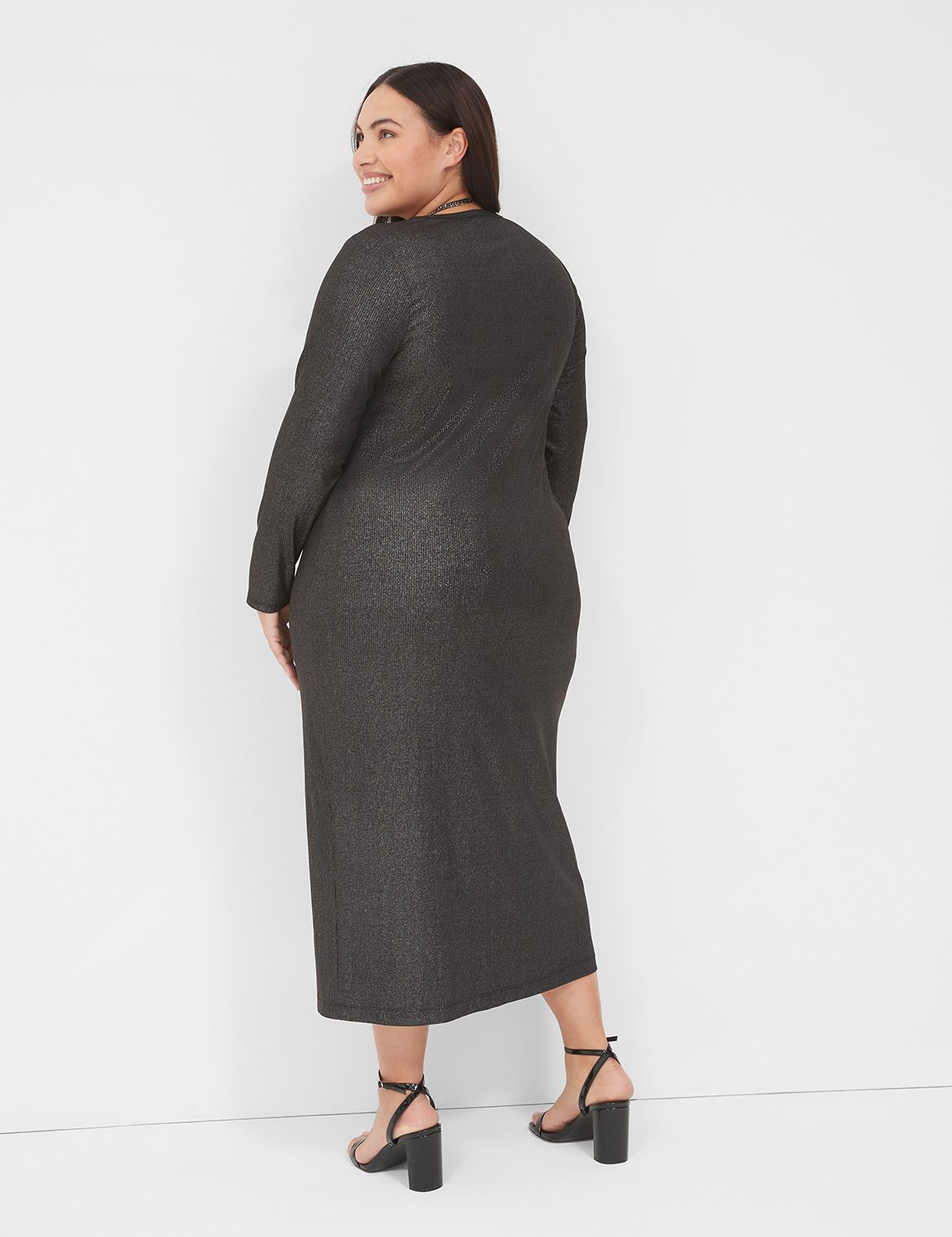 LS Rib Maxi Foil Knit Dress 1139649 Product Image 2