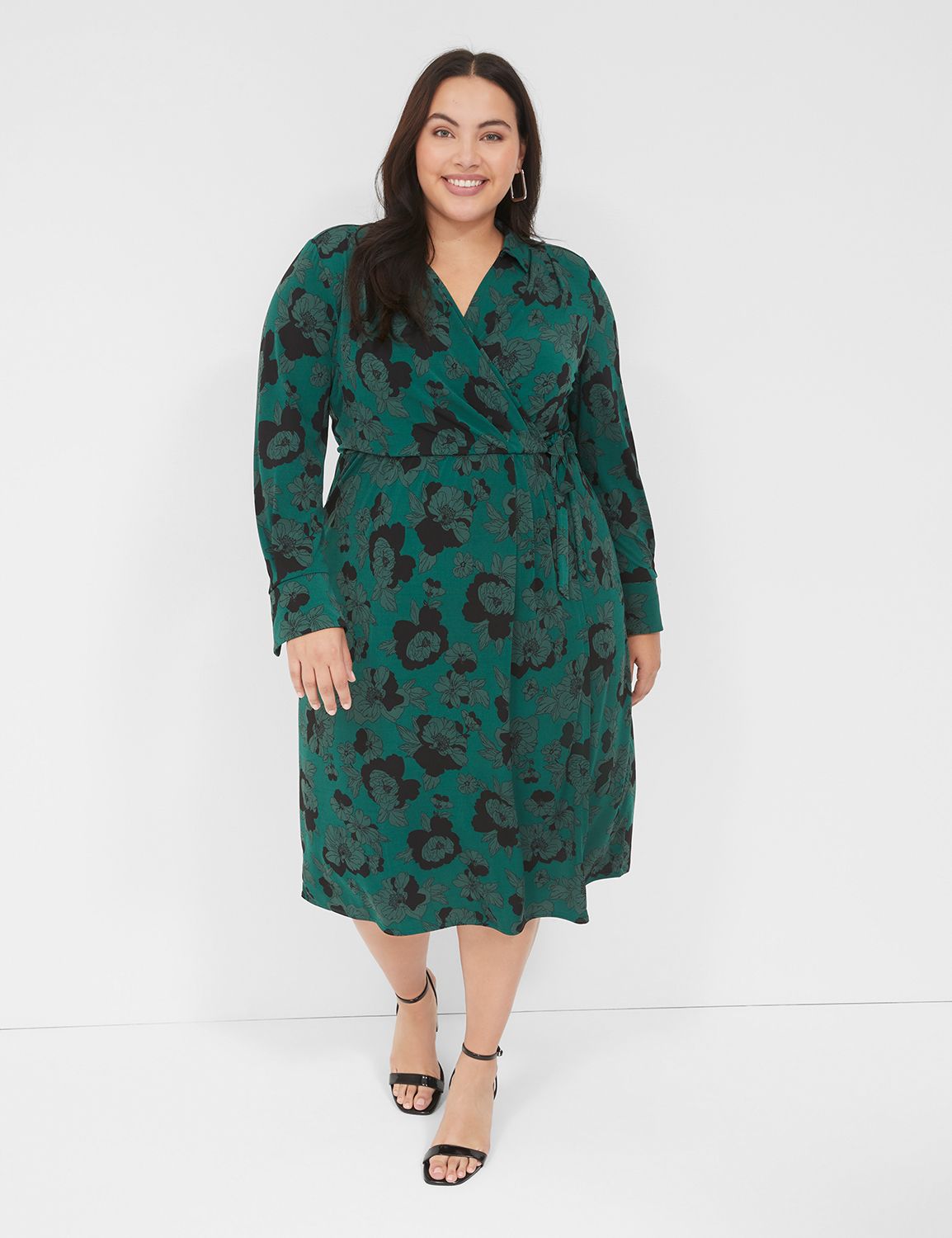 Long cuffed sleeve sexy collar faux | LaneBryant