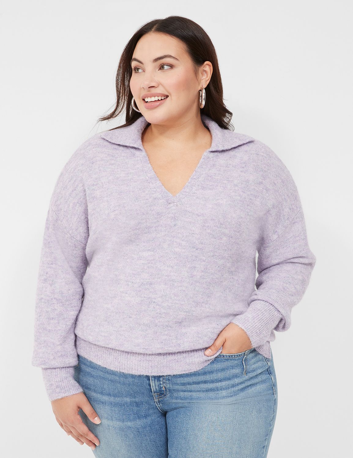 V-Neck Polo Sweater | LaneBryant