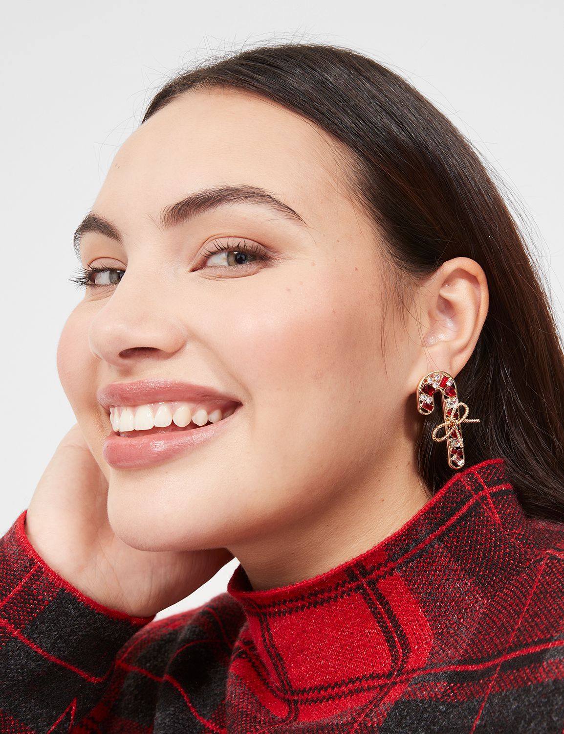Statement Pave Candy Cane Earrings LaneBryant