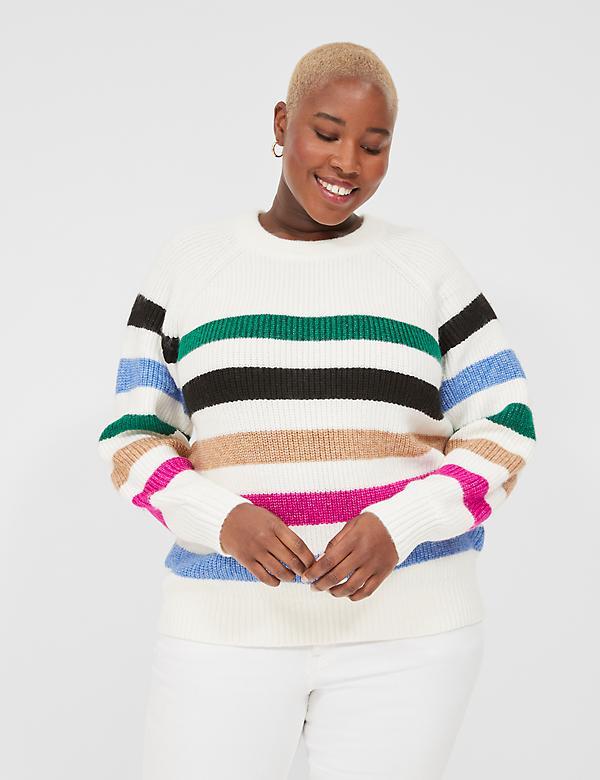 Lurex Stripe Crew-Neck Sweater