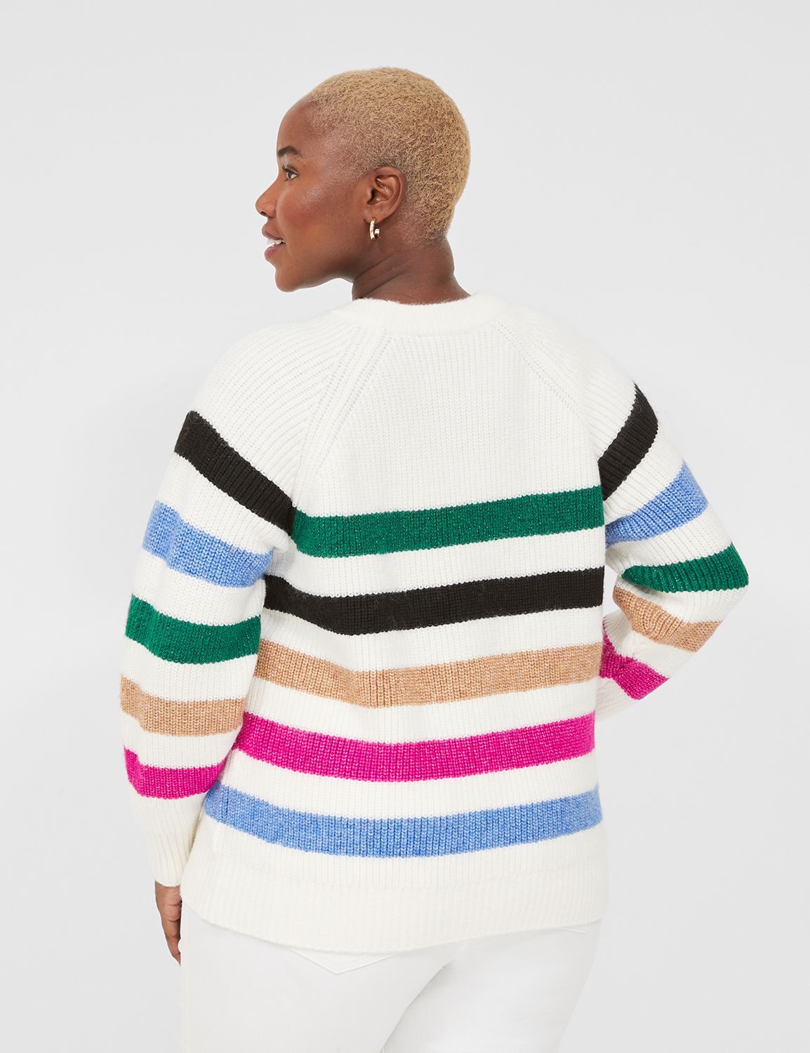 Striped long sweater sale