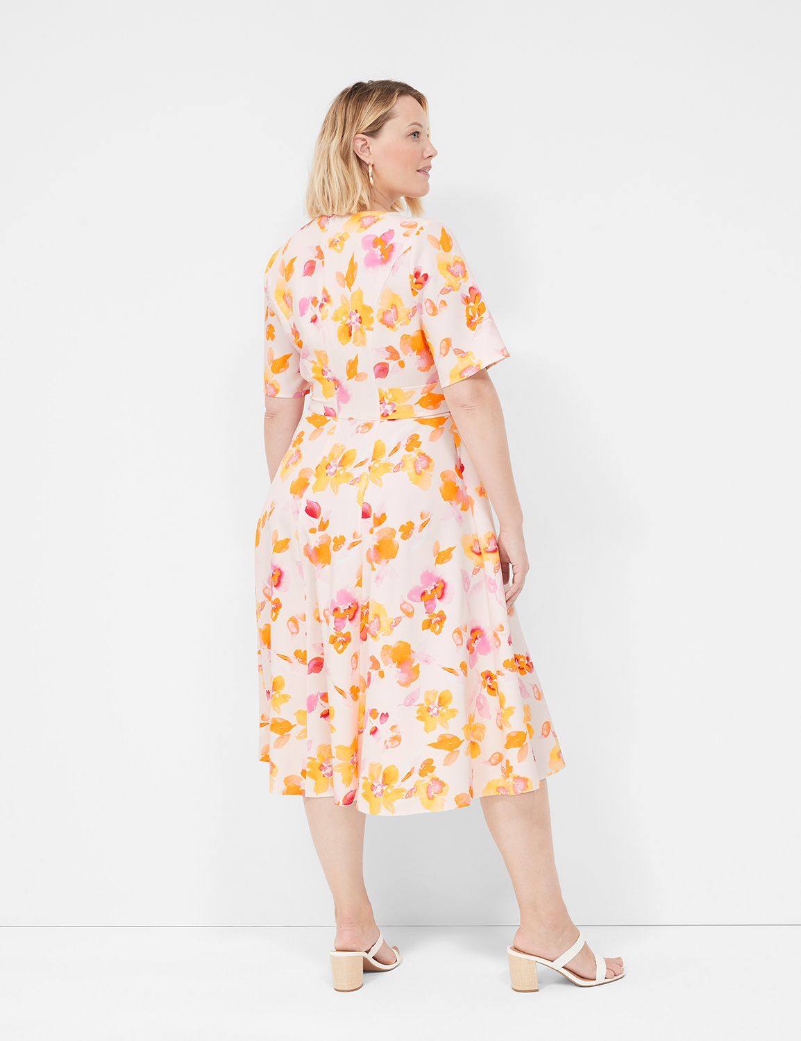 Lena V-Neck Level-Hem Midi Dress