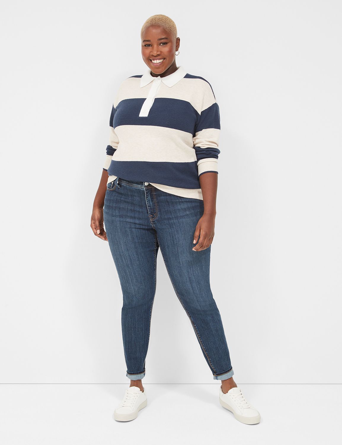 Classic Long Sleeve Stripe Polo Swe Product Image 3
