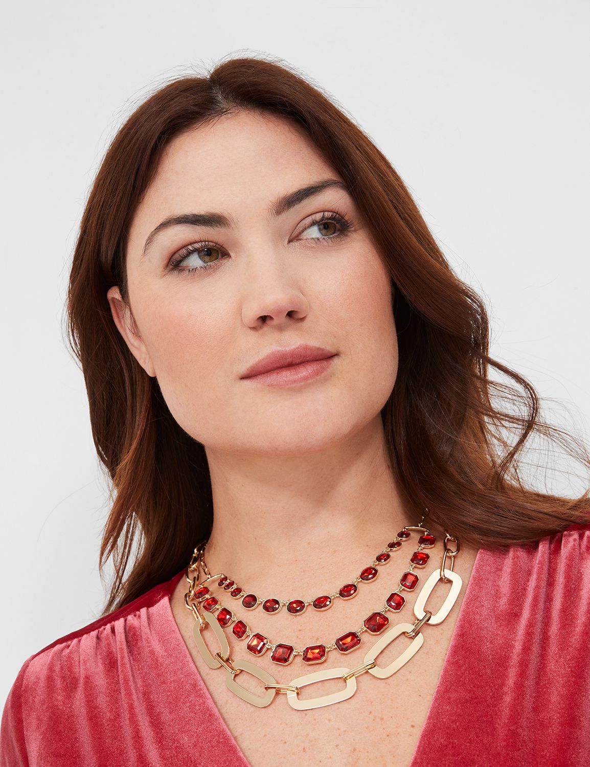 Red layered store necklace