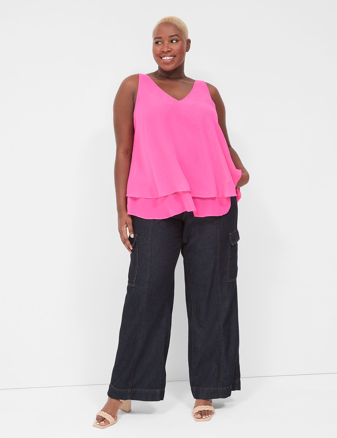 Sleeveless V Neck Swing Double Laye Product Image 3