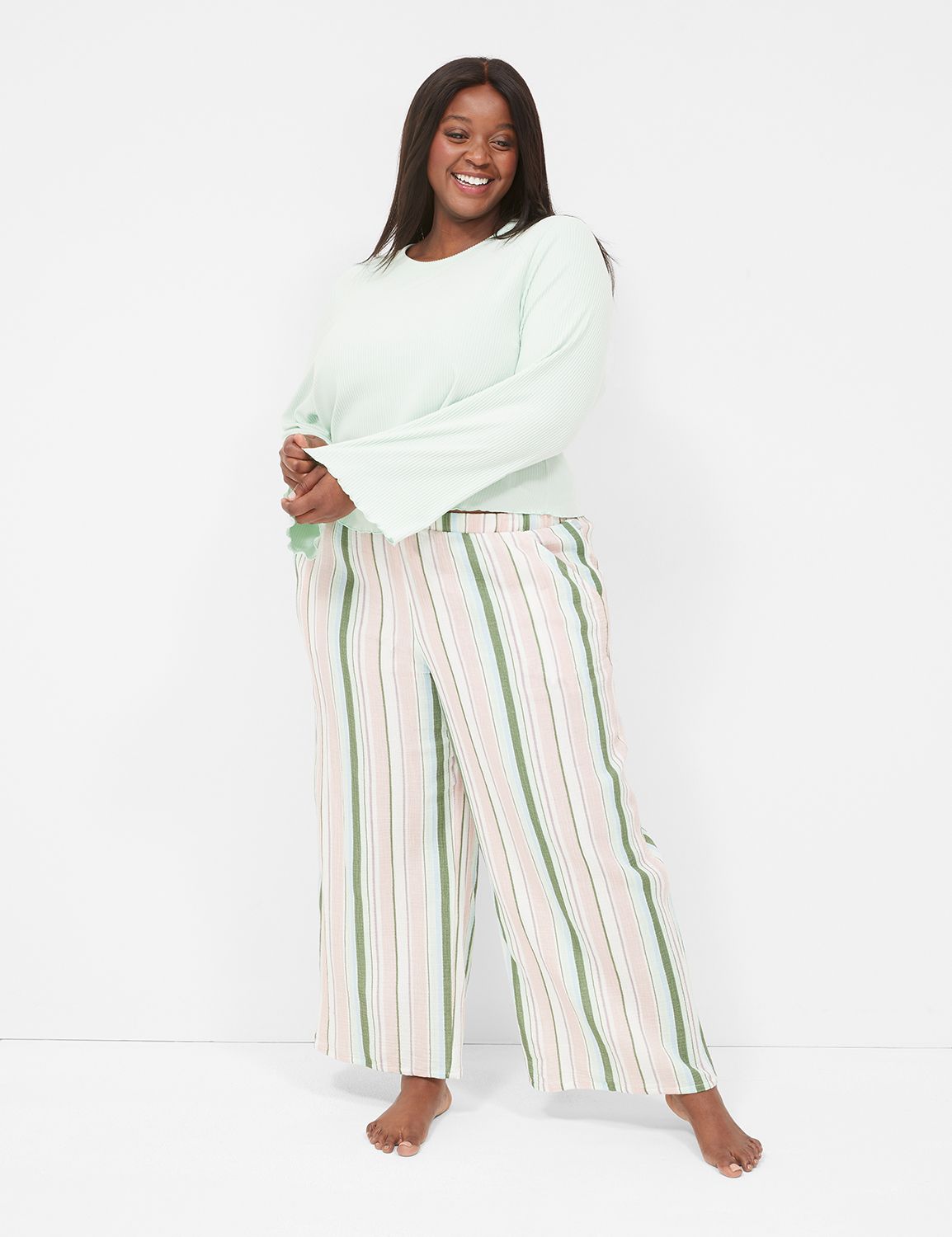 Striped brushed linen pants