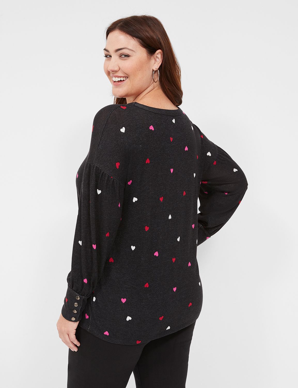 Women's Long Sleeve Scoop Neck Print Back Sweater