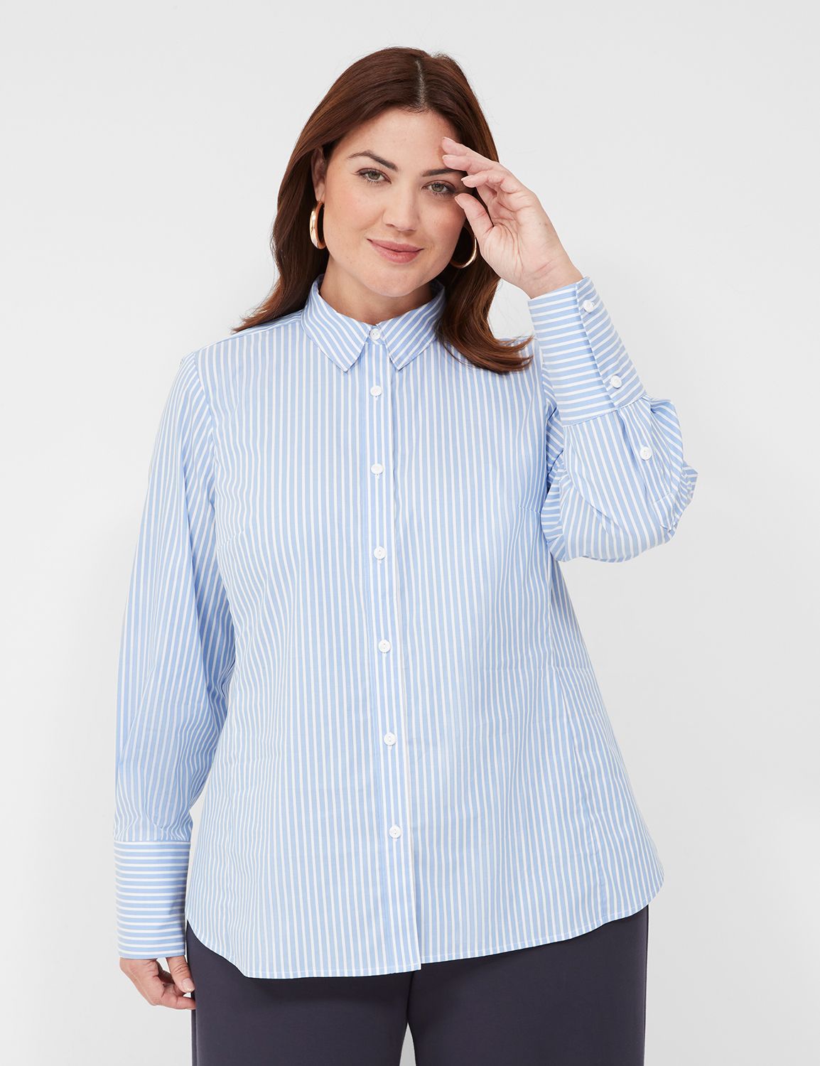 Button-Down Stripe Girlfriend Shirt