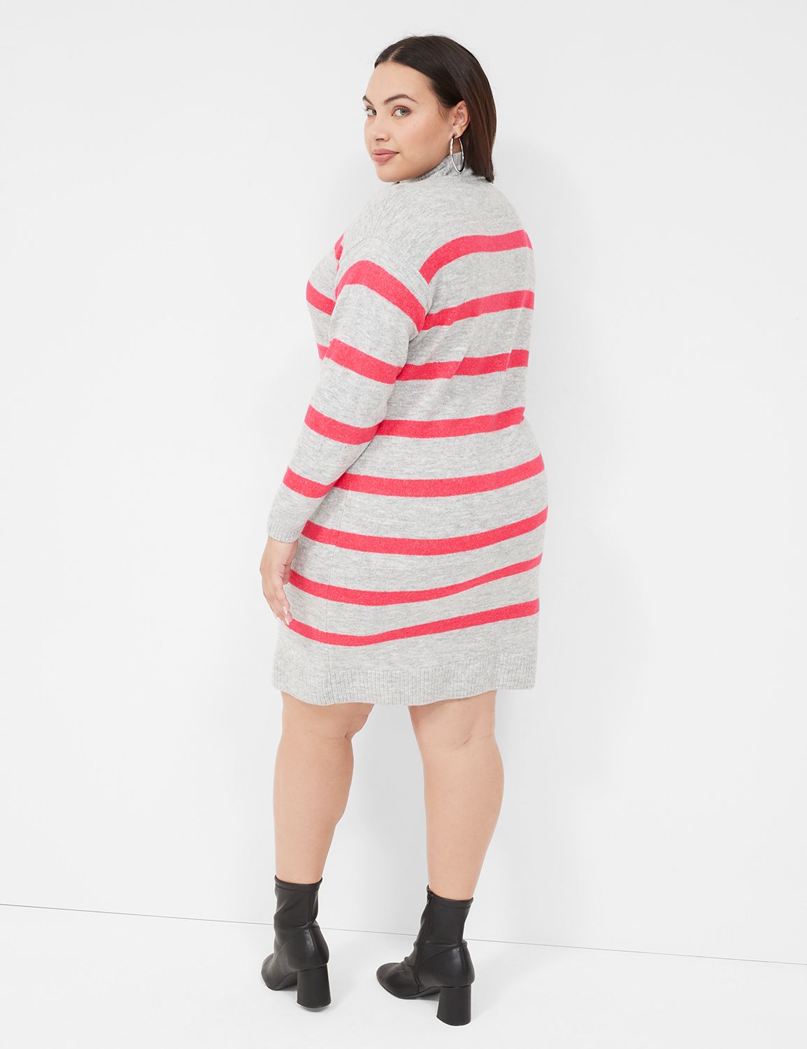 STRIPED MOCK NECK KNIT DRESS - striped