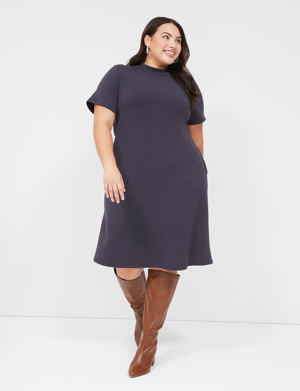 Short Sleeve Mock Neck Dress