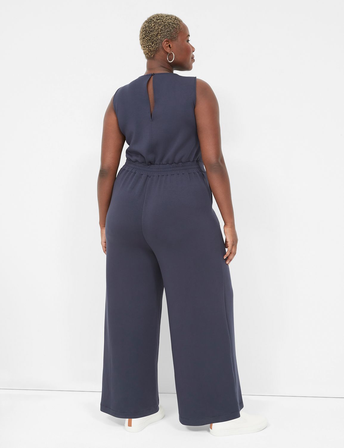 Tailored Draped Tie Waist Straight Leg Jumpsuit