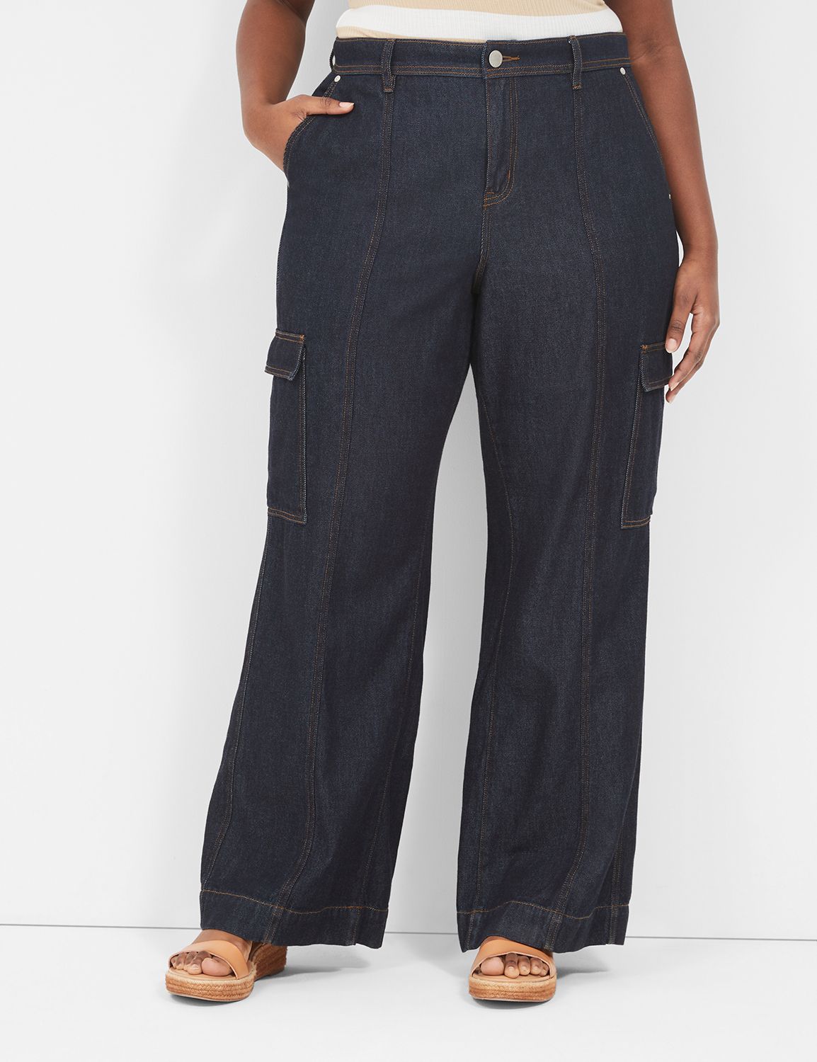 Dirty wash cargo wide-leg jean, Rehab, Women's Straight Leg Jeans Online