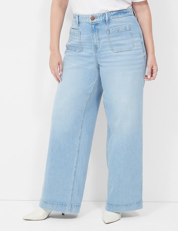 Signature Fit Wide Leg Jean With Patch Pockets