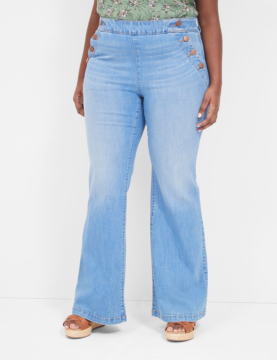 $99 Nina Parker Trendy Plus Size High-Waist Wide-Leg Jeans Blue Size 18W