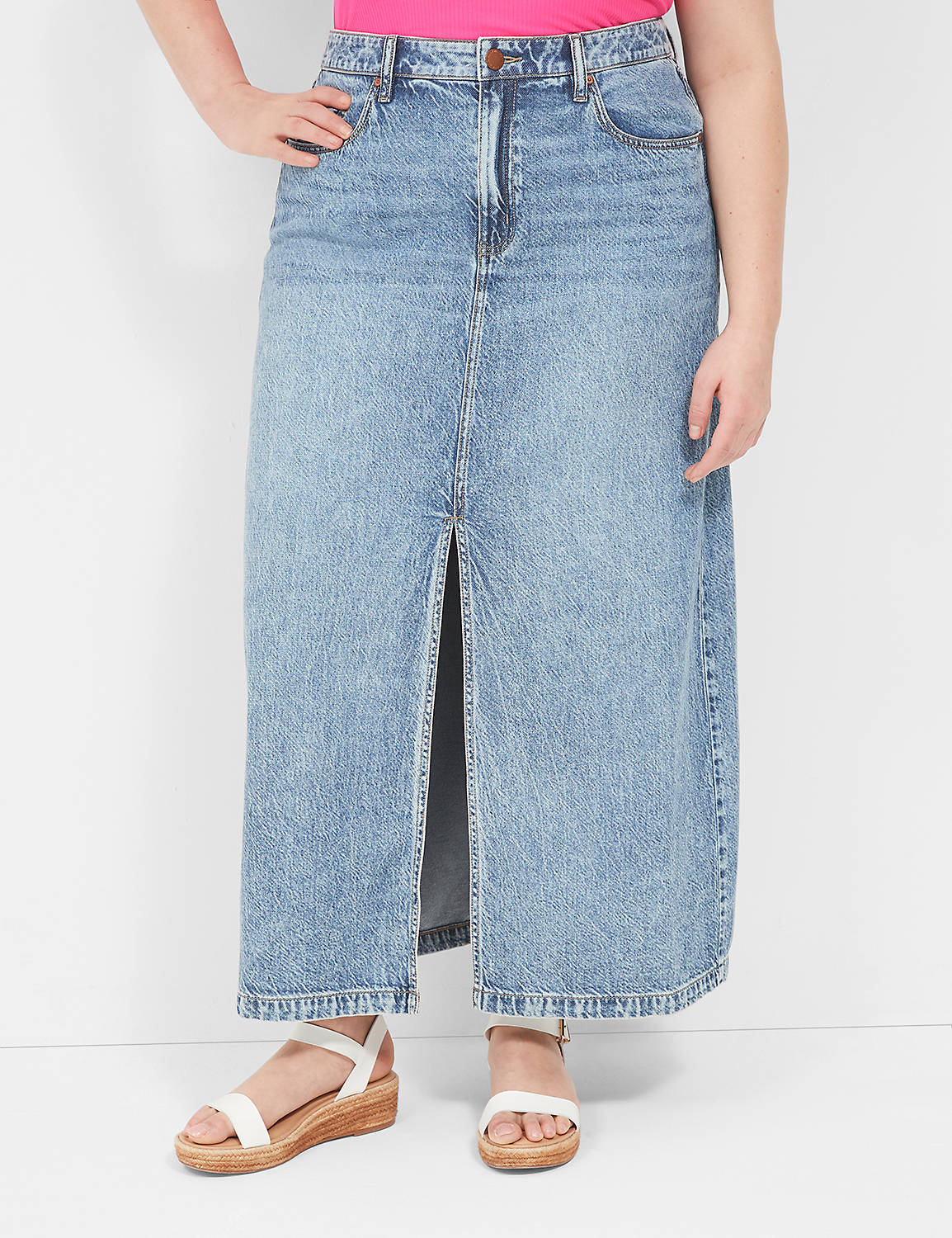 DENIM MAXI SKIRT HIGH RISE- FRONT S Product Image 1
