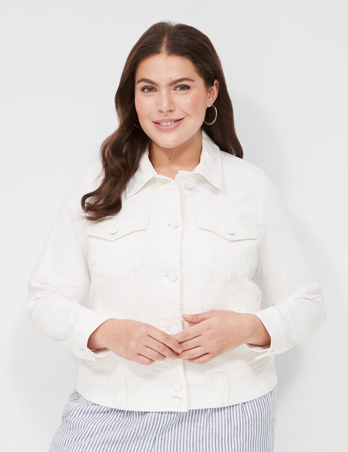 Womens plus size white jean outlet jacket