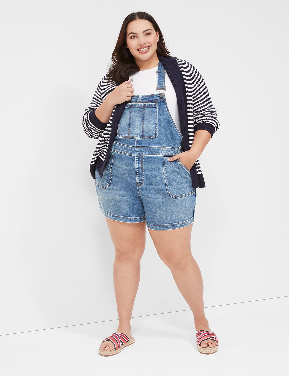 Boyfriend Short Denim Overall LaneBryant