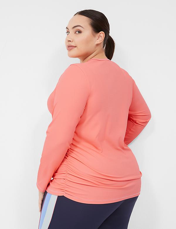 LIVI Scoop-Neck Ruched Wicking Rib Top