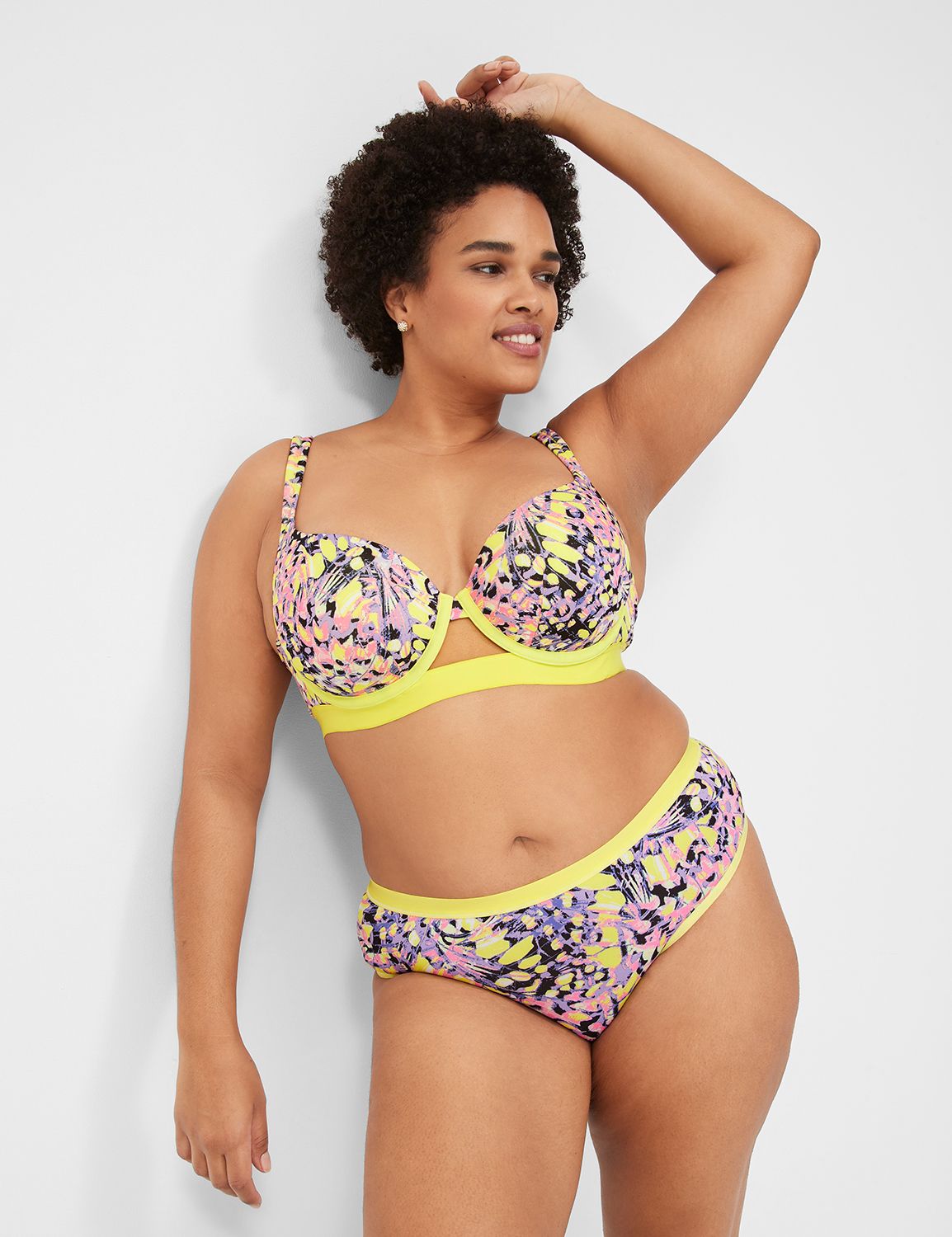 Cacique yellow floral Boost Balconette Bra With sheer Yellow sides