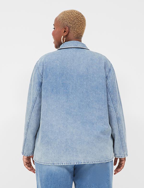 Relaxed Collared Denim Popover Shirt