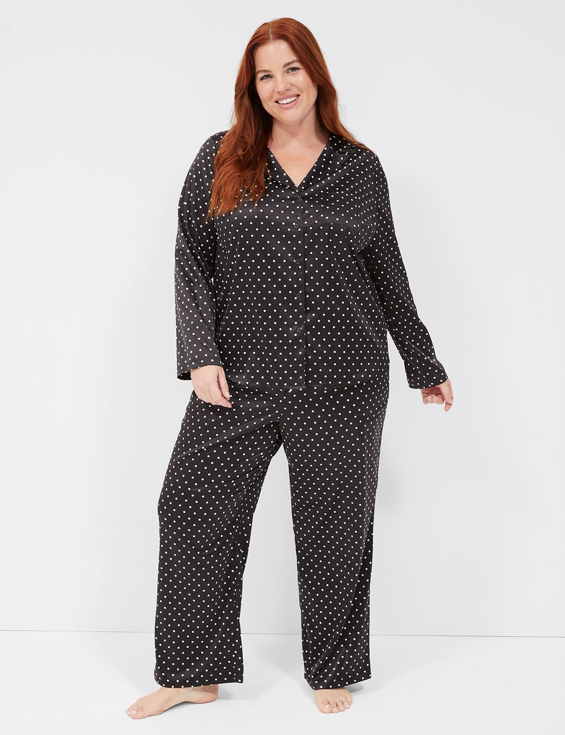 Hanes Women's Plus Size Stretch-Fleece Ice Festive Dot Pajama