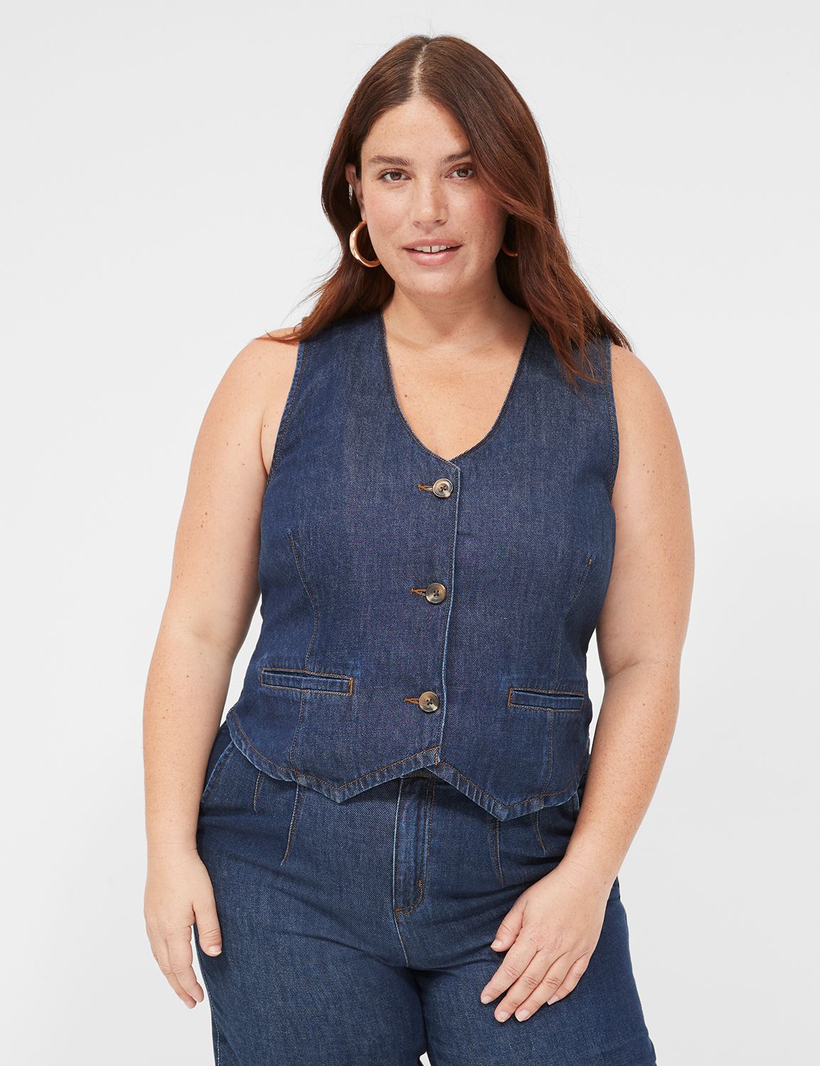 Buy Plus Size Denim Blue Crease Seam Tummy Tucker Pants